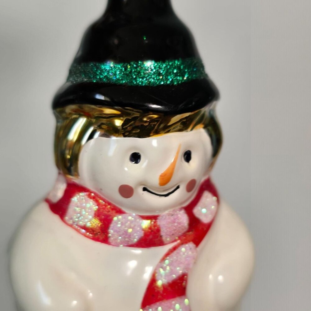 Christmas Ornament Set Blown Glass Snowman Santa Claus Sparkles Multicolor Xmas - Picture 8 of 14